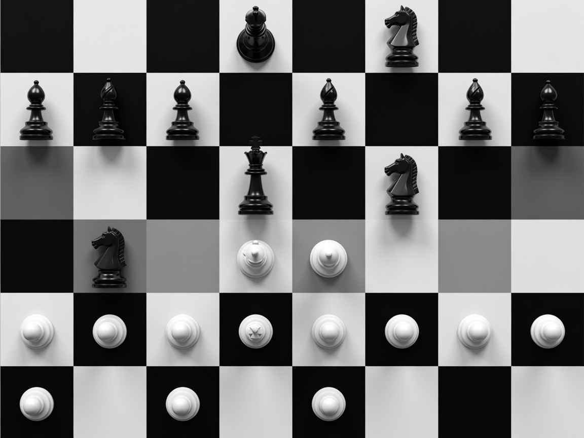 Chessboard diagram showing a tactical puzzle with attacking pieces